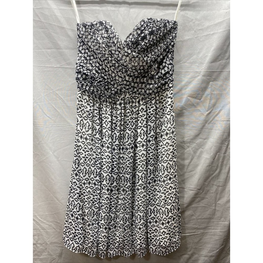 White House Black Market Womens Dress Strapless Heart Bust Mini Black White 0